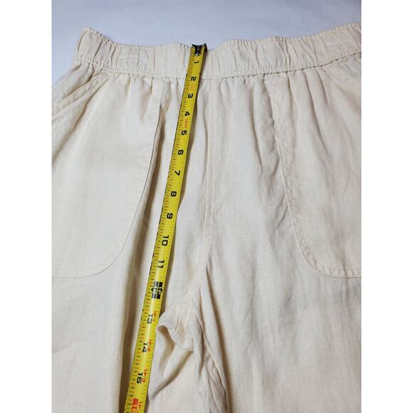 Sigrid Olsen Womens Medium Wide Leg Linen Pants Cream Bohemian Beach Pockets - Picture 6 of 8
